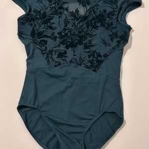 Bloch dancewear dark green floral leotard